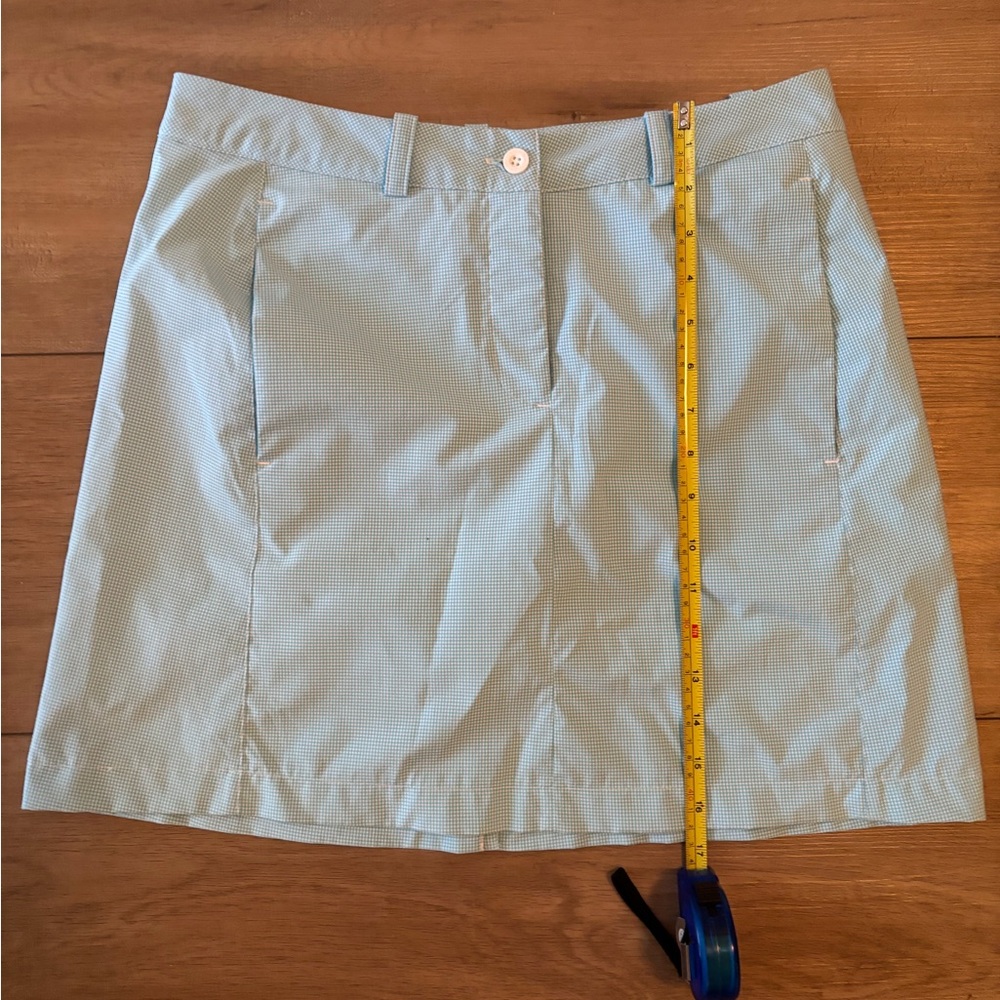 Classic robins egg blue & white gingham Maggie Lane skort (white shorts) sz 6